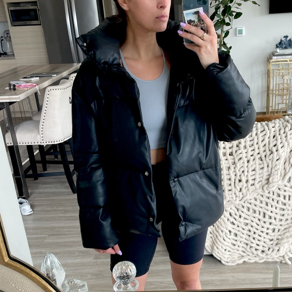 Bagatelle Faux Leather Puffer Jacket size S